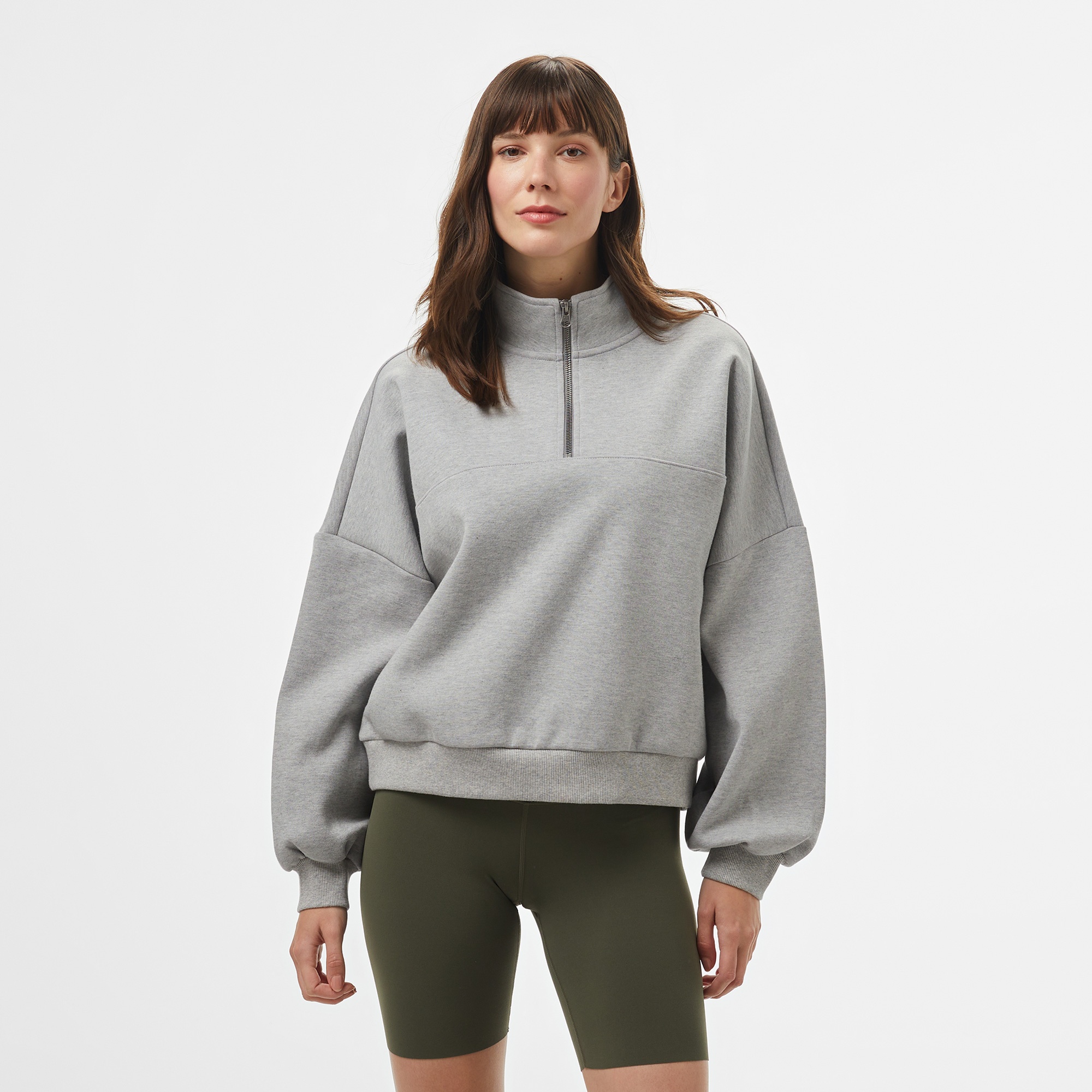 Vans Loose Mock Neck Kadın Gri Sweatshirt