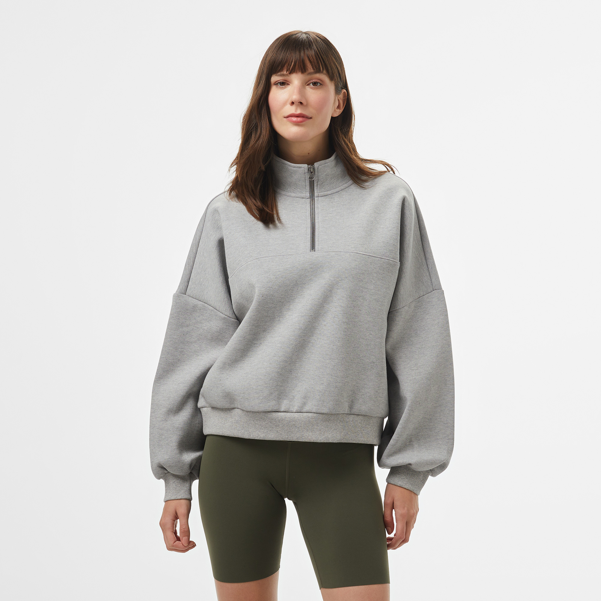  Vans Loose Mock Neck Kadın Gri Sweatshirt
