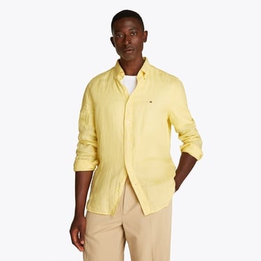  Tommy Hilfiger Pigment Dyed Li Solid Erkek Sarı Gömlek