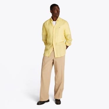  Tommy Hilfiger Pigment Dyed Li Solid Erkek Sarı Gömlek