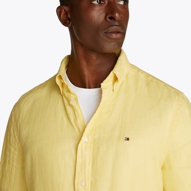  Tommy Hilfiger Pigment Dyed Li Solid Erkek Sarı Gömlek