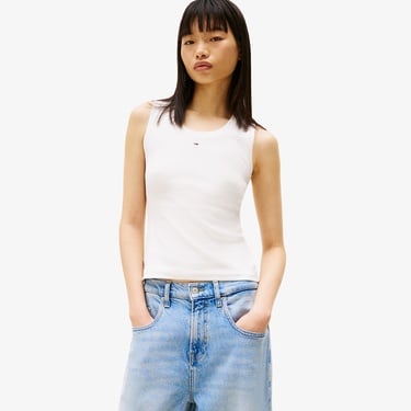  Tommy Jeans Essential Rib Tank Ext Kadın Beyaz T-Shirt