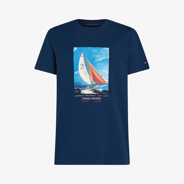  Tommy Hilfiger Color Photo Print Erkek Lacivert T-Shirt