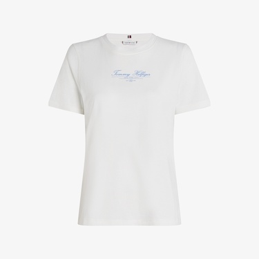  Tommy Hilfiger Reg Script Kadın Beyaz T-Shirt