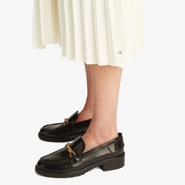  Tommy Hilfiger Fluid Pleated Pull On Midi Kadın Krem Rengi Etek