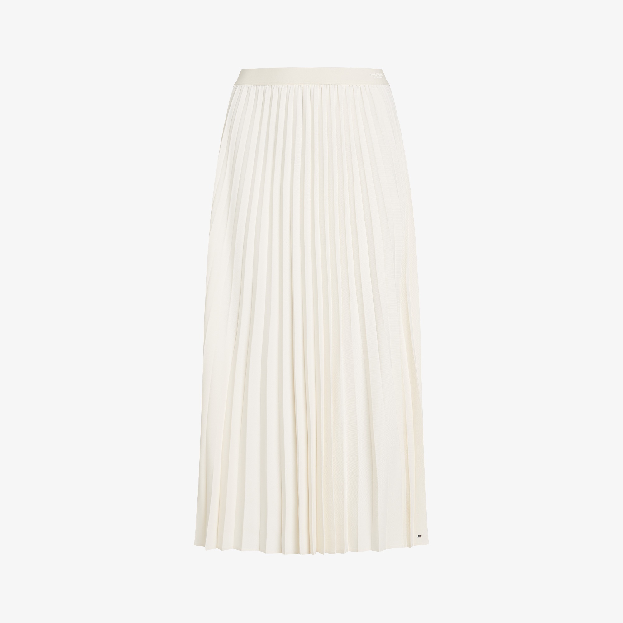 Tommy Hilfiger Fluid Pleated Pull On Midi Kadın Krem Rengi Etek
