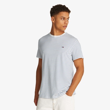  Tommy Jeans Slim Stripe Erkek Mavi T-Shirt