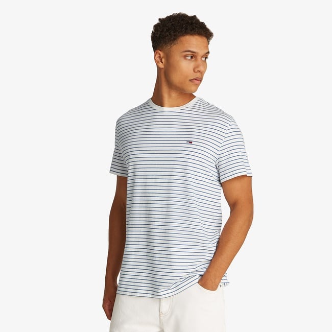  Tommy Jeans Slim Stripe Erkek Mavi T-Shirt