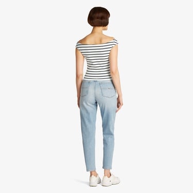  Tommy Jeans Boat Neck Kadın Beyaz T-Shirt