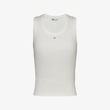  Tommy Jeans Essential Rib Tank Ext Kadın Beyaz T-Shirt