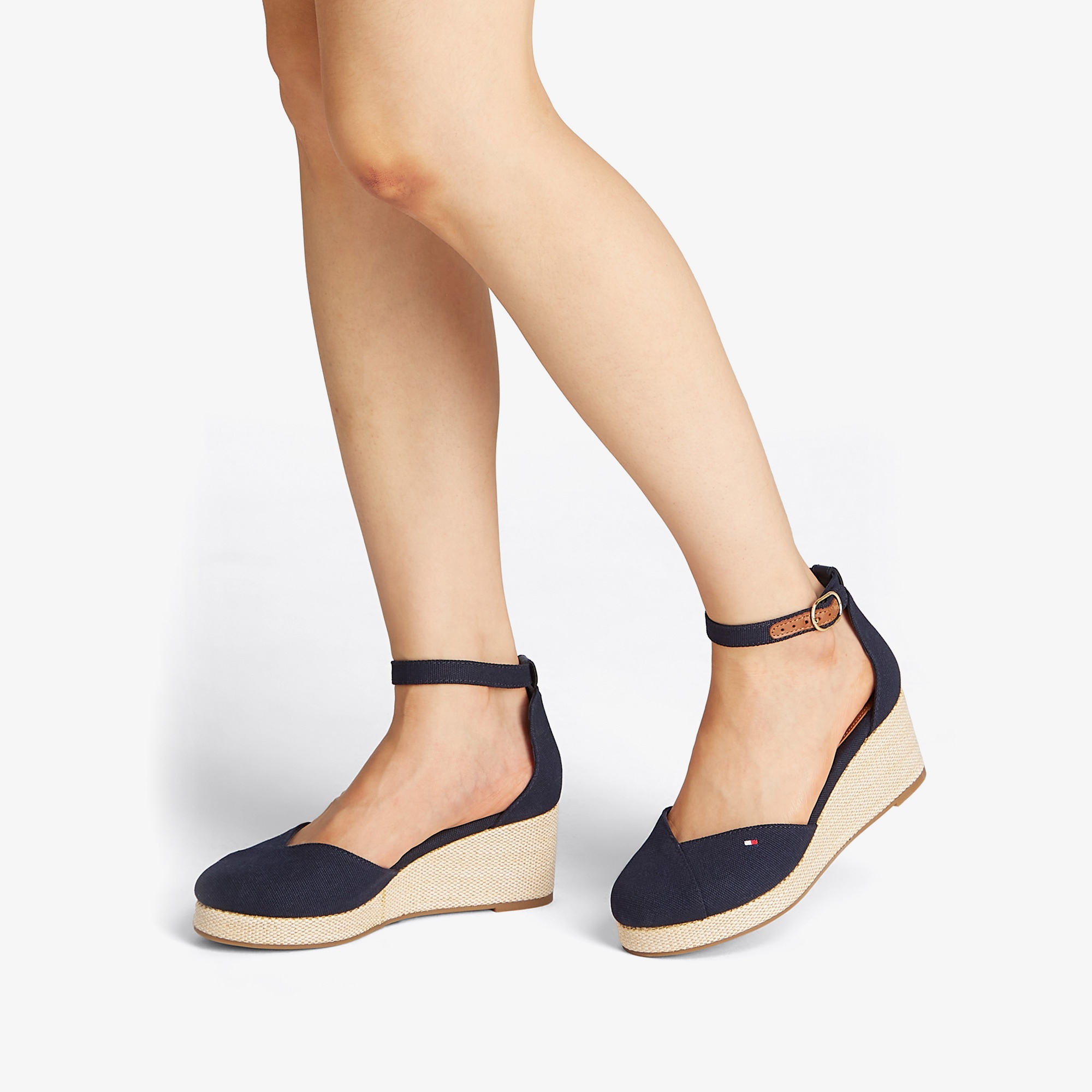 Tommy Hilfiger Flag Closed Toe Mid Wedge Kadın Lacivert Sandalet