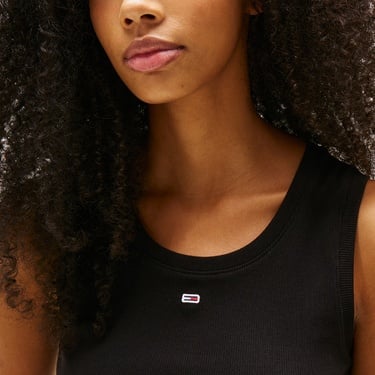  Tommy Jeans Essential Rib Tank Kadın Siyah Kolsuz T-Shirt