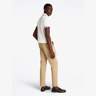  Tommy Hilfiger Flag Cuff Slim Fit Erkek Beyaz Polo