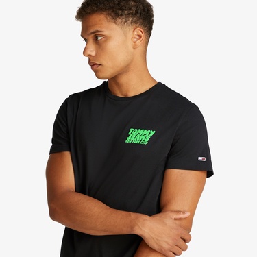  Tommy Jeans Slim Bubble Print Ext Erkek Siyah T-Shirt