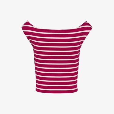  Tommy Jeans Boat Neck Kadın Kırmızı T-Shirt