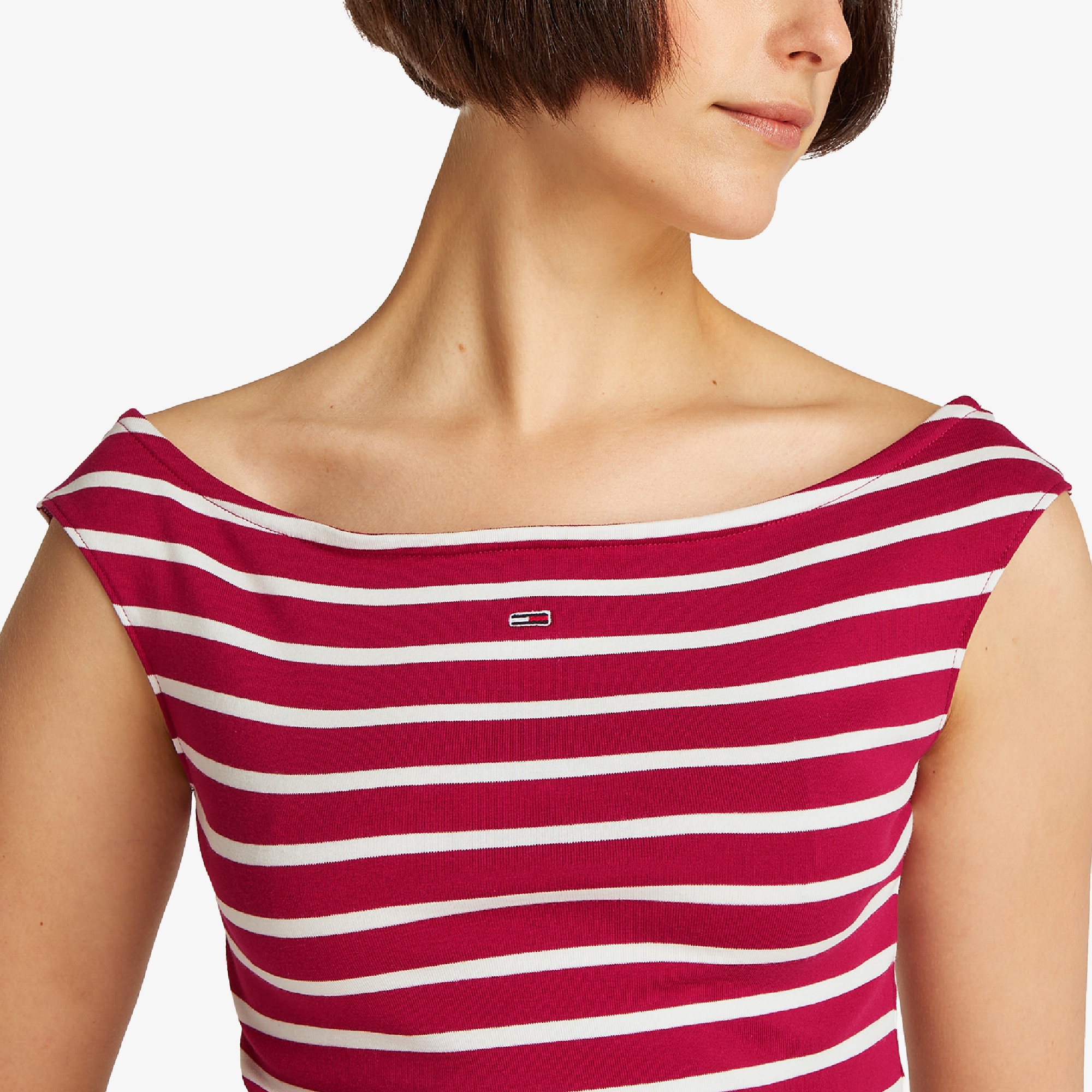 Tommy Jeans Boat Neck Kadın Kırmızı T-Shirt