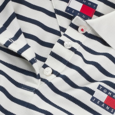  Tommy Jeans Crp Badge Kadın Beyaz Polo