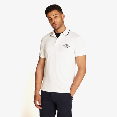  Tommy Hilfiger Left Chest Graphic Reg Erkek Beyaz Polo