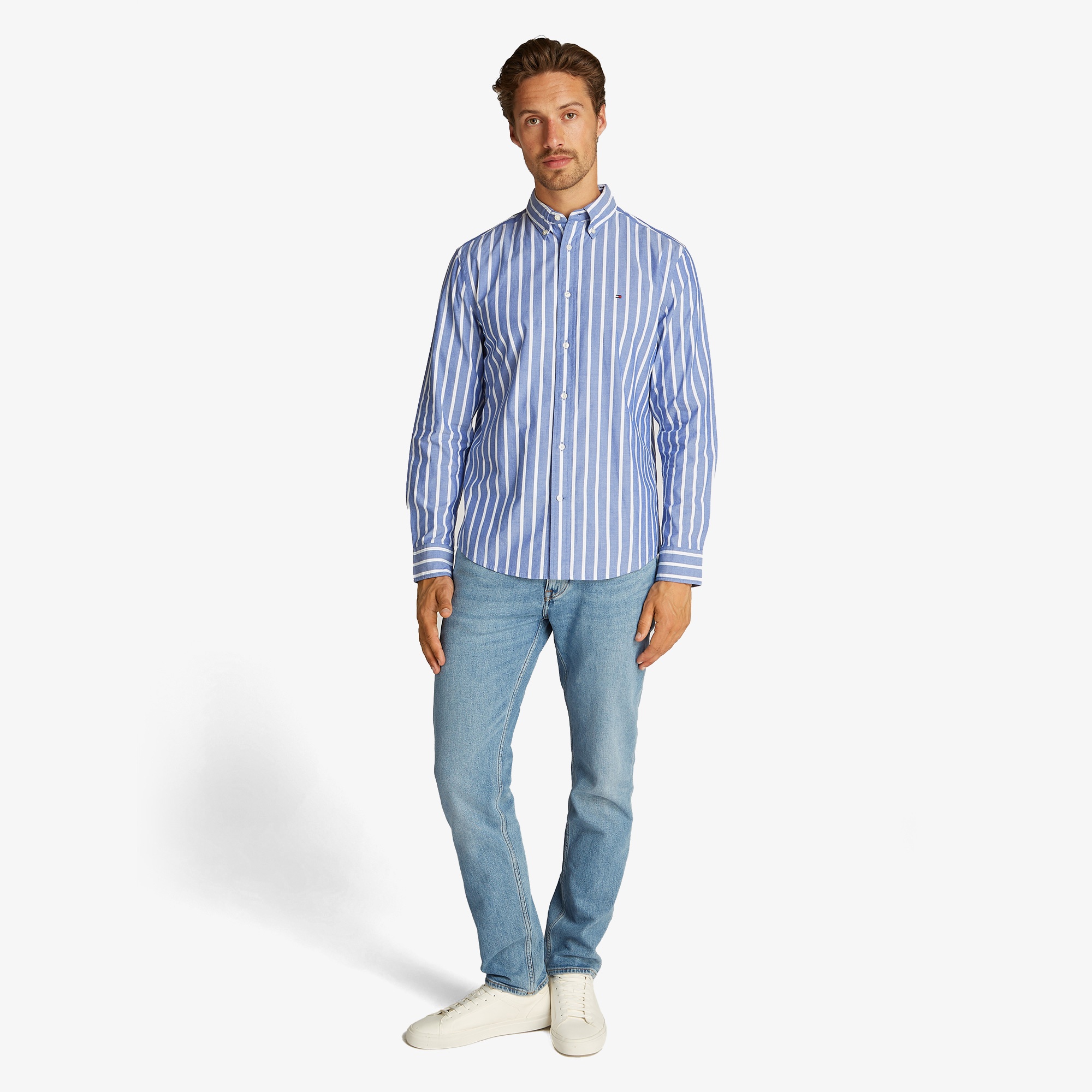 Tommy Hilfiger Flex Poplin Nautical Erkek Mavi Gömlek