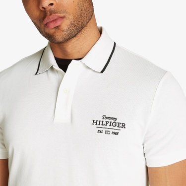  Tommy Hilfiger Left Chest Graphic Reg Erkek Beyaz Polo