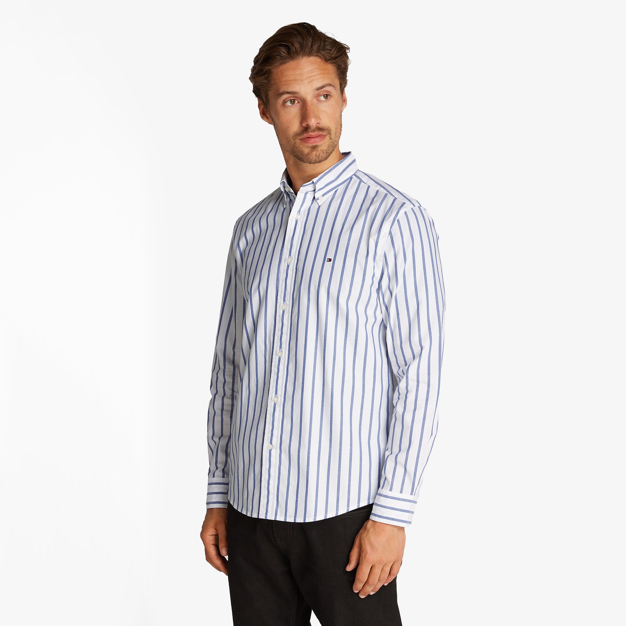 Tommy Hilfiger Flex Poplin Nautical Erkek Beyaz Gömlek