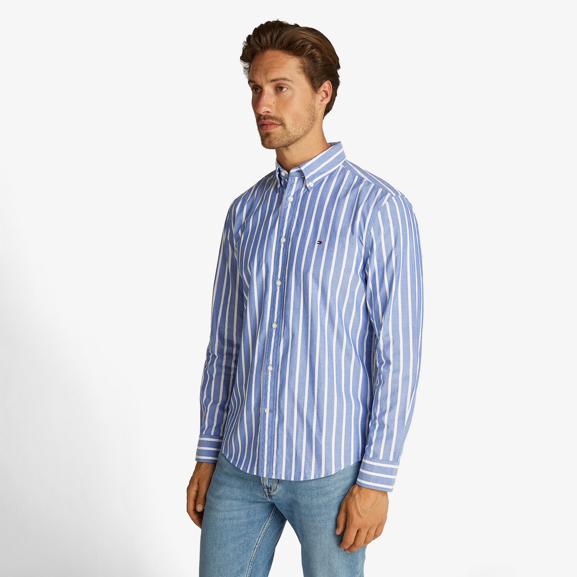 Tommy Hilfiger Flex Poplin Nautical Erkek Mavi Gömlek