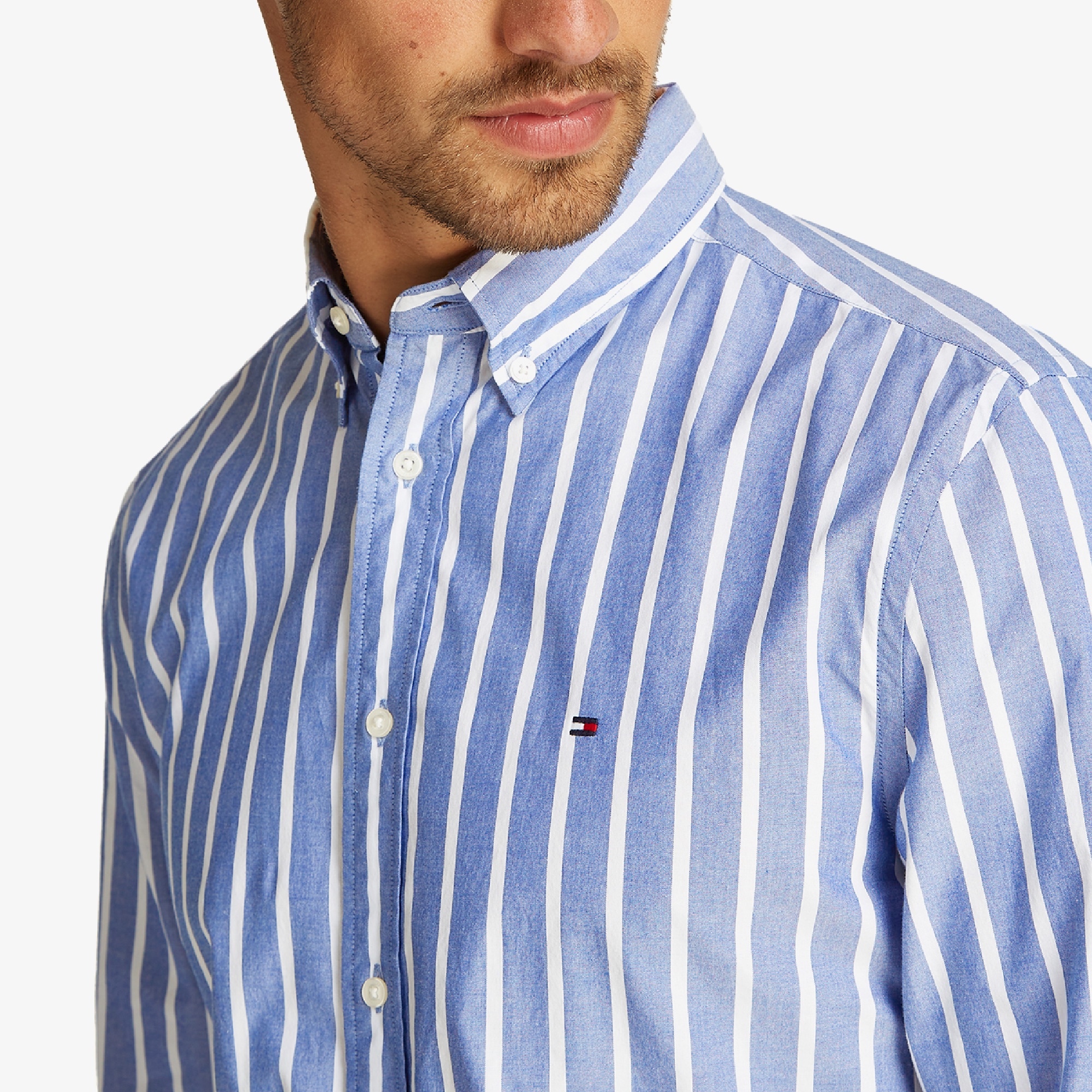 Tommy Hilfiger Flex Poplin Nautical Erkek Mavi Gömlek