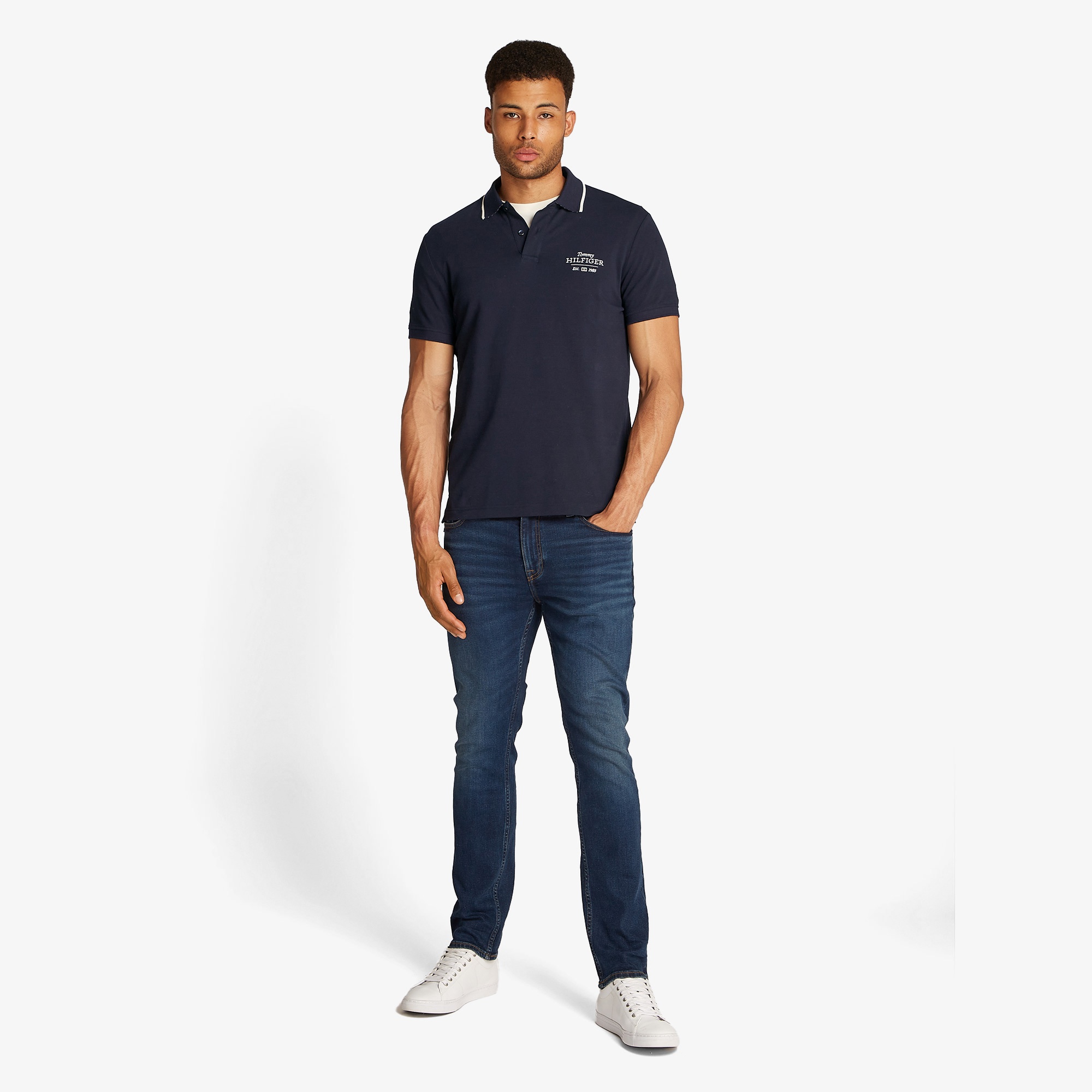 Tommy Hilfiger Left Chest Graphic Reg Erkek Mavi Polo