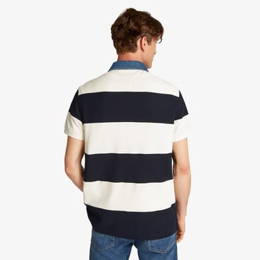  Tommy Hilfiger Rugby Stripe Relaxed Erkek Beyaz Polo