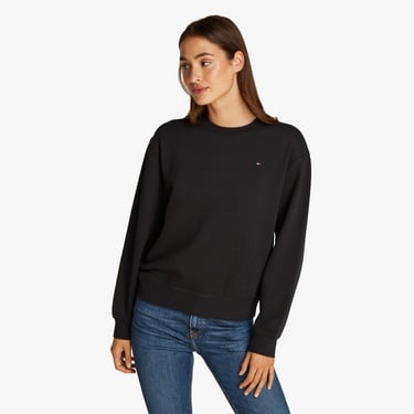  Tommy Hilfiger Reg Flag On Chest Kadın Siyah Sweatshirt
