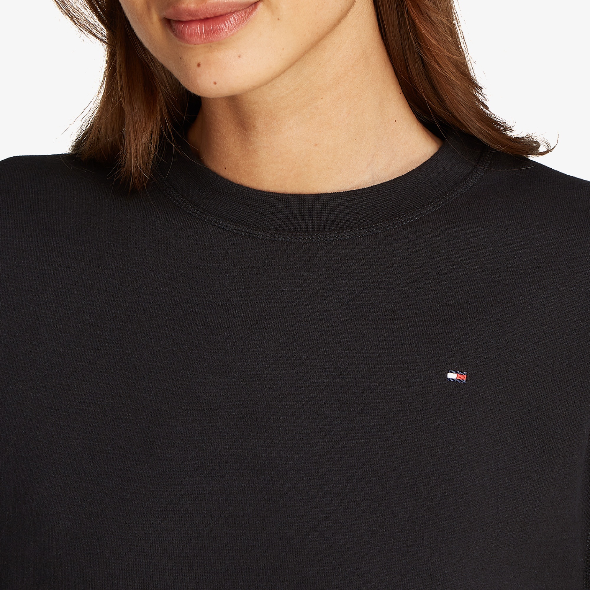 Tommy Hilfiger Reg Flag On Chest Kadın Siyah Sweatshirt