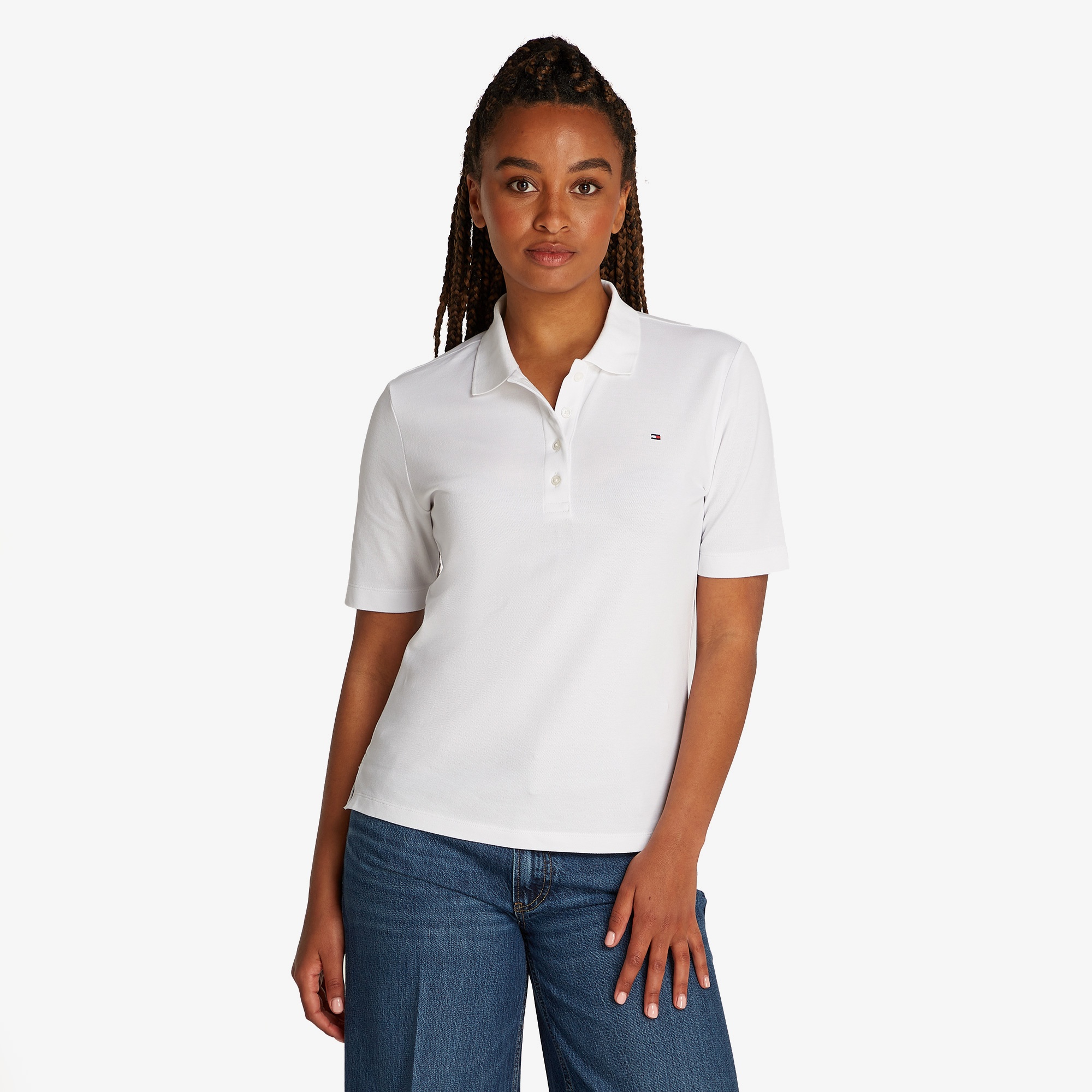 Tommy Hilfiger 1985 Reg Pique Kadın Beyaz Polo