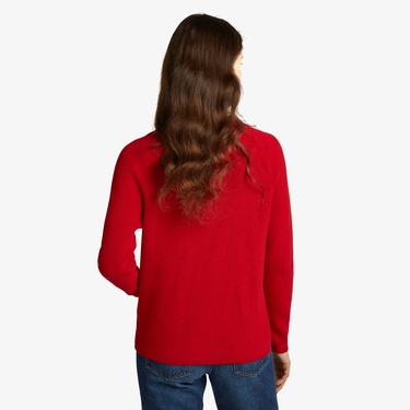  Tommy Hilfiger Co Cardi Stitch V-Nk Kadın Kırmızı Kazak