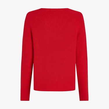  Tommy Hilfiger Co Cardi Stitch V-Nk Kadın Kırmızı Kazak