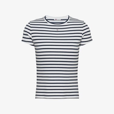  Tommy Jeans Slim Essential Rib Ext Kadın Beyaz T-Shirt