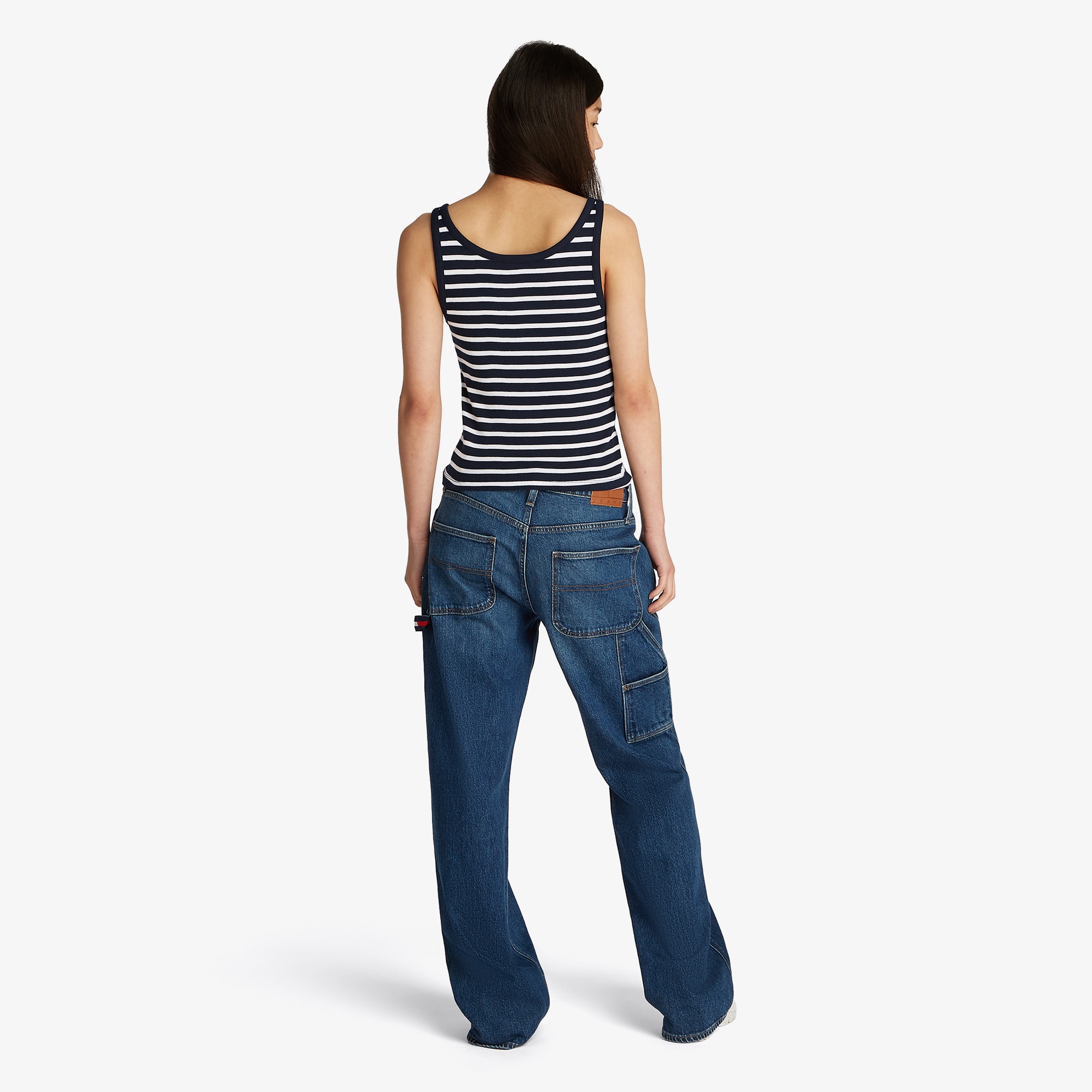 Tommy Jeans Slim Button Tank Kadın Mavi Kolsuz T-Shirt