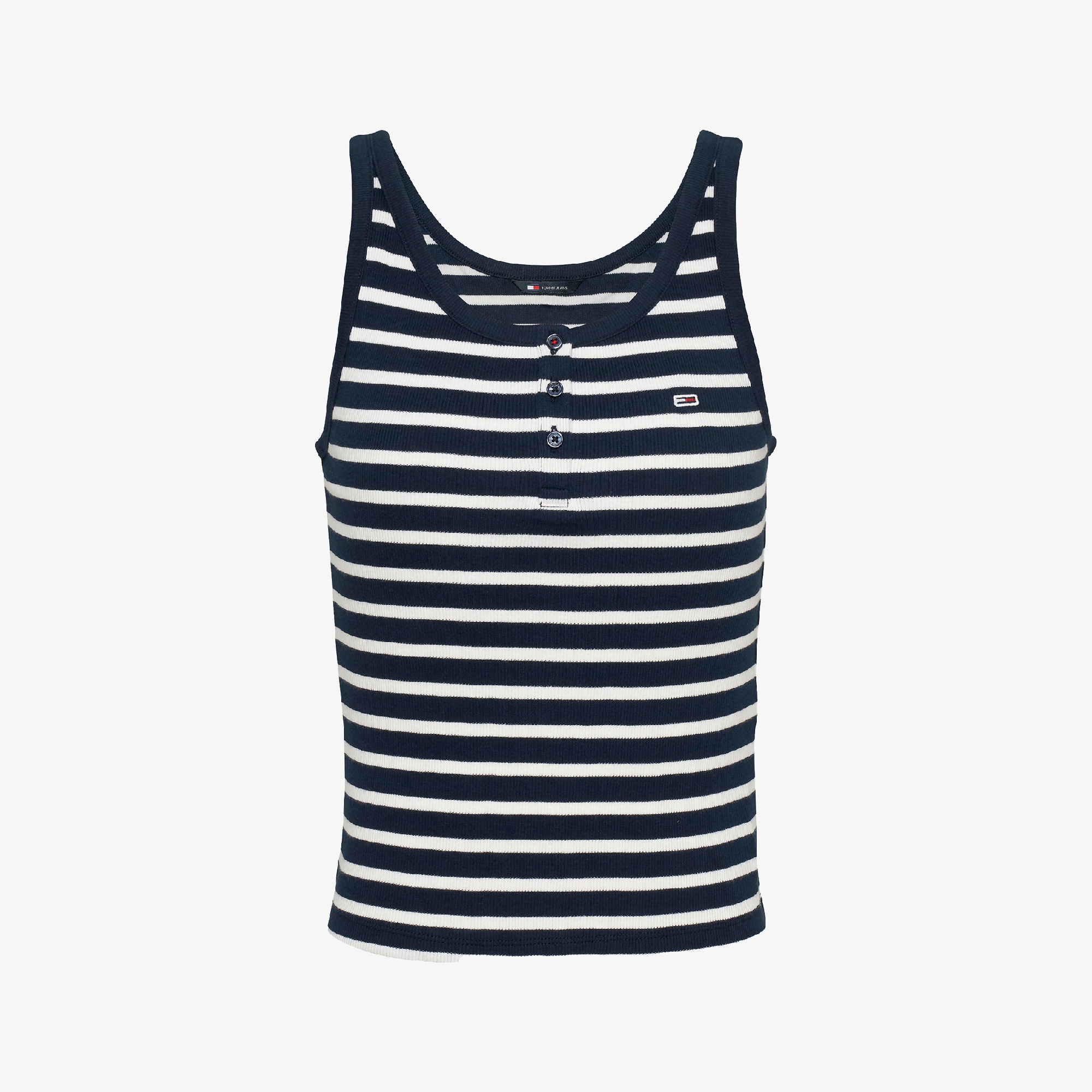 Tommy Jeans Slim Button Tank Kadın Mavi Kolsuz T-Shirt