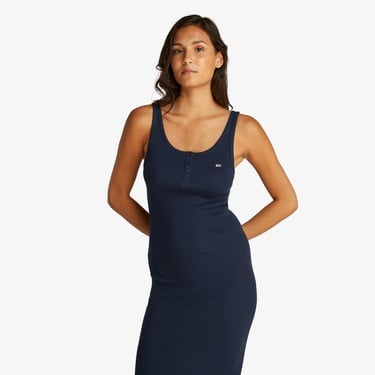  Tommy Jeans Button Tank Kadın Lacivert Elbise