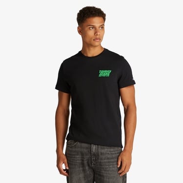  Tommy Jeans Slim Bubble Print Ext Erkek Siyah T-Shirt