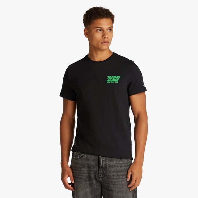  Tommy Jeans Slim Bubble Print Ext Erkek Siyah T-Shirt