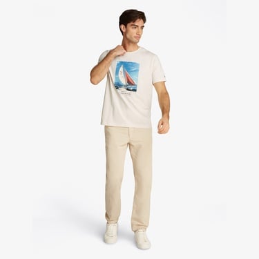  Tommy Hilfiger Color Photo Print Erkek Beyaz T-Shirt