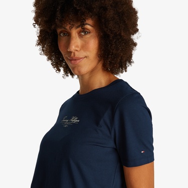  Tommy Hilfiger Reg Script Kadın Lacivert T-Shirt