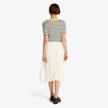  Tommy Hilfiger Fluid Pleated Pull On Midi Kadın Krem Rengi Etek