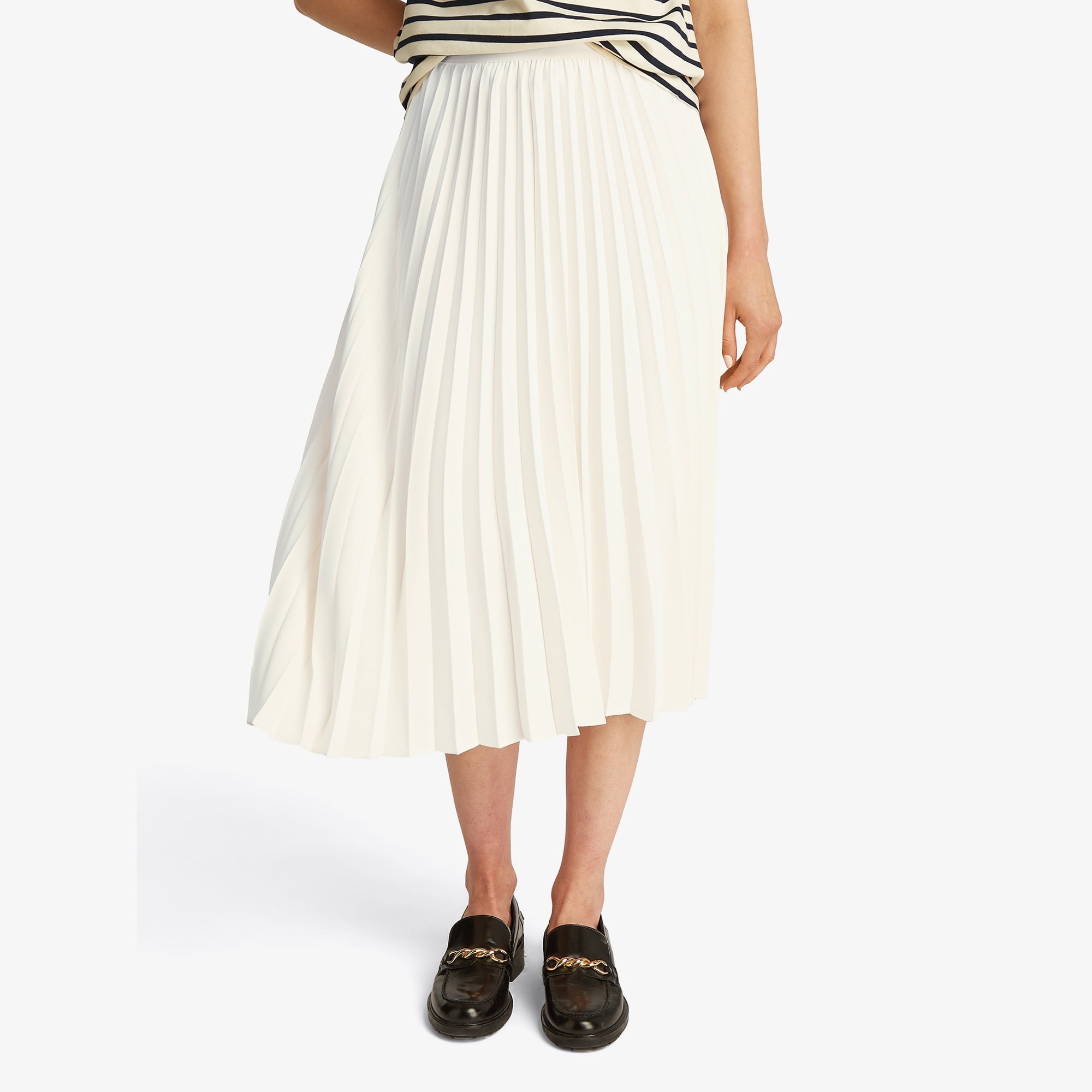 Tommy Hilfiger Fluid Pleated Pull On Midi Kadın Krem Rengi Etek