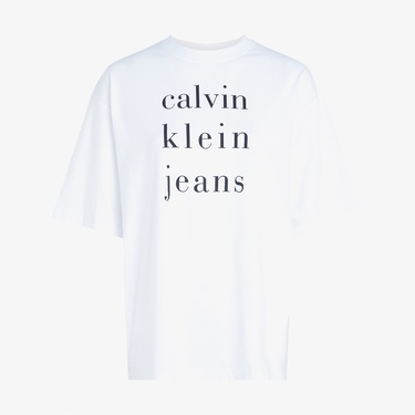  Calvin Klein Logo Kadın Beyaz T-Shirt