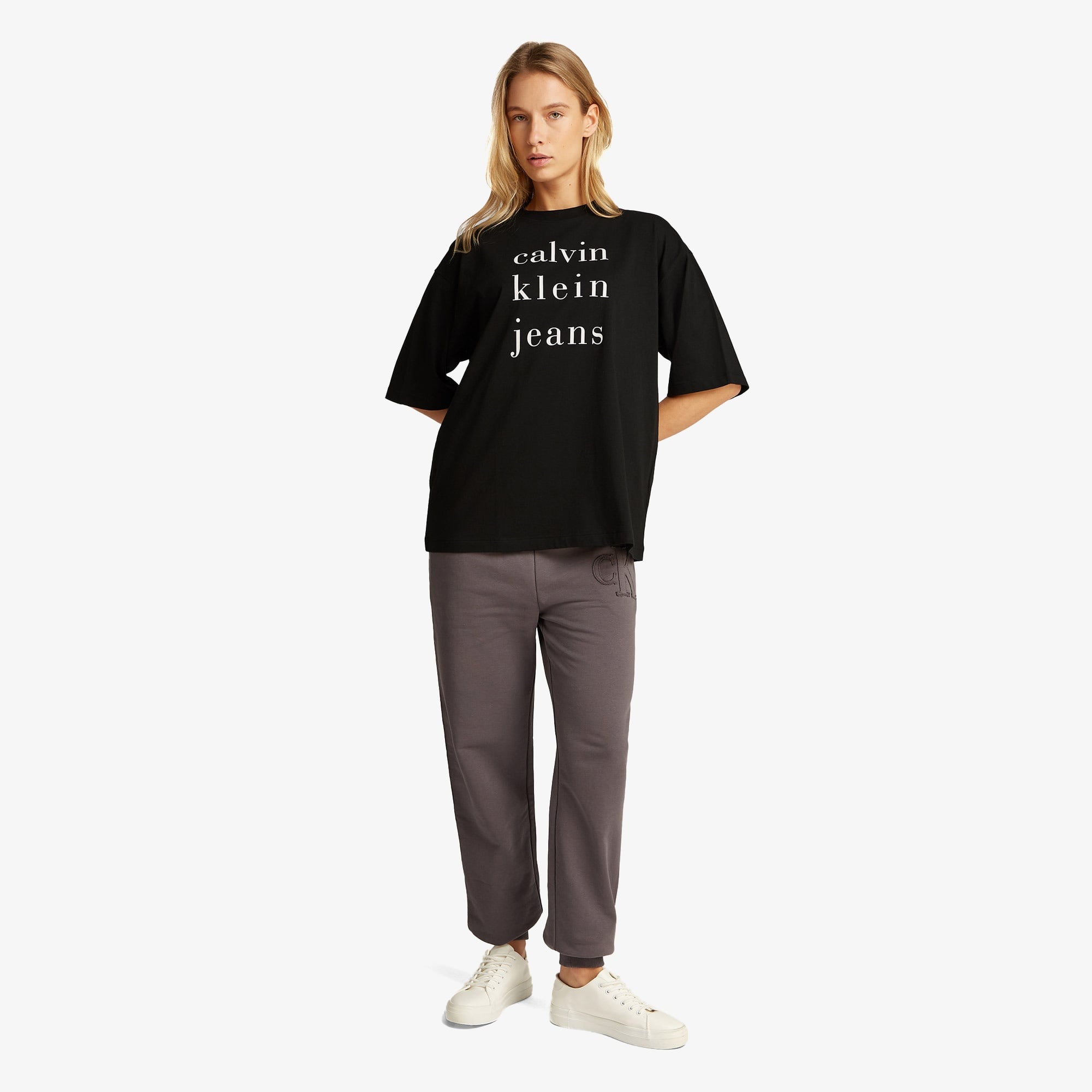 Calvin Klein Logo Kadın Siyah T-Shirt