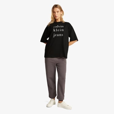  Calvin Klein Logo Kadın Siyah T-Shirt