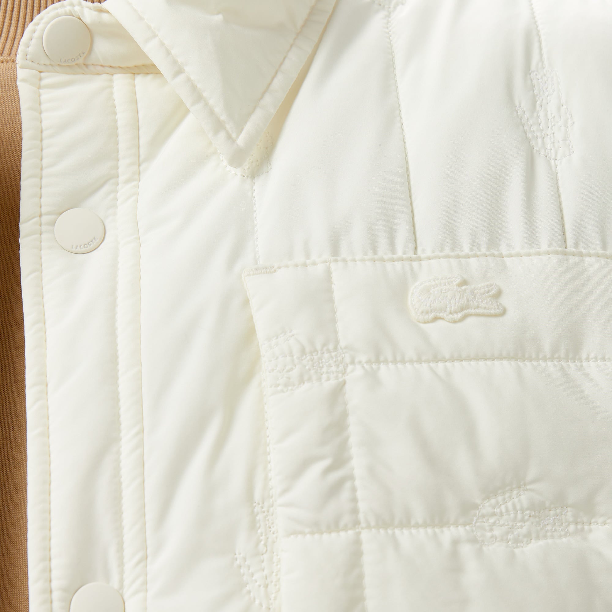 Lacoste Erkek Relaxed Fit Gömlek Yaka Desenli Beyaz Ceket