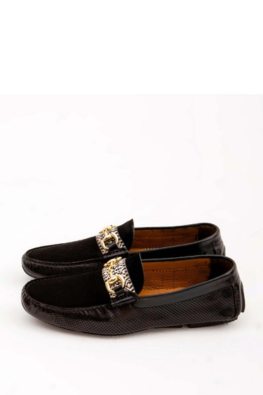  Tamer Tanca Erkek Hakiki Deri Siyah Bufalo Loafer Ayakkabı