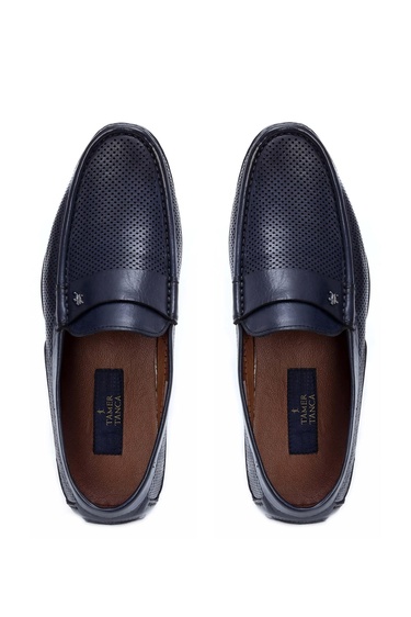  Tamer Tanca Erkek Hakiki Deri Lacivert Loafer Ayakkabı